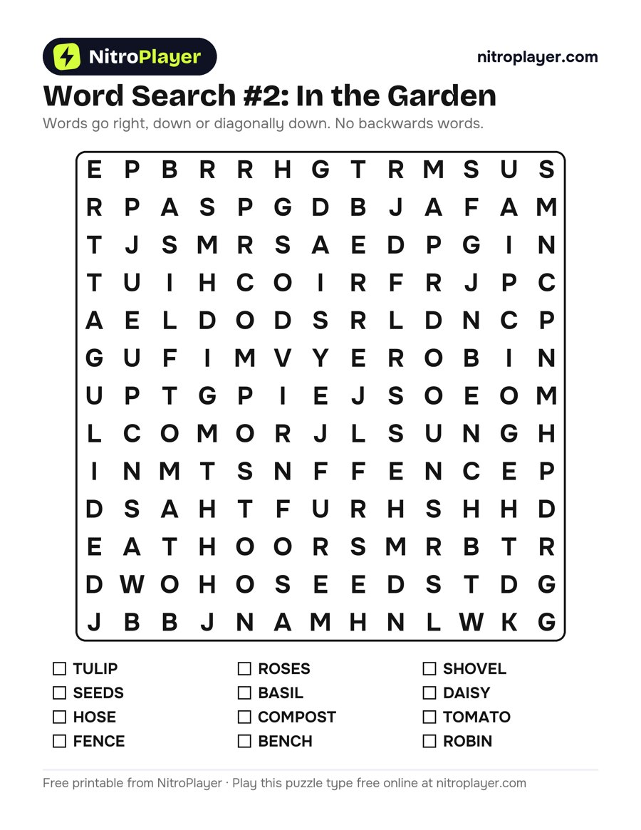 Large print word search #2: In the Garden